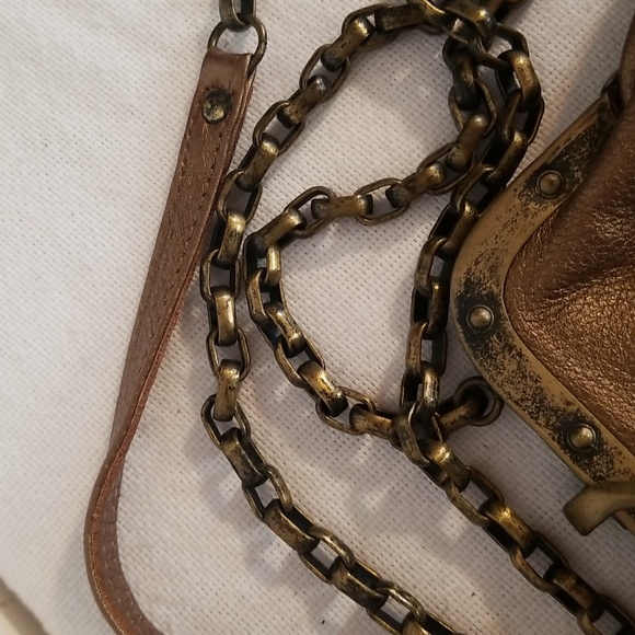 Vintage Hugo Boss Metallic Brass Strap Small Crossbody Bag